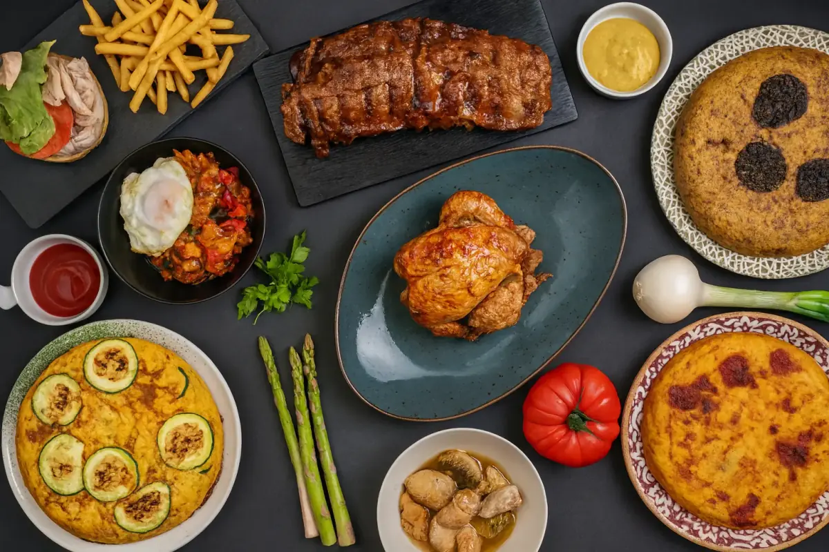 Carta de comida casera para llevar de Kilo y Cuarto: pollo asado, paellas y asados