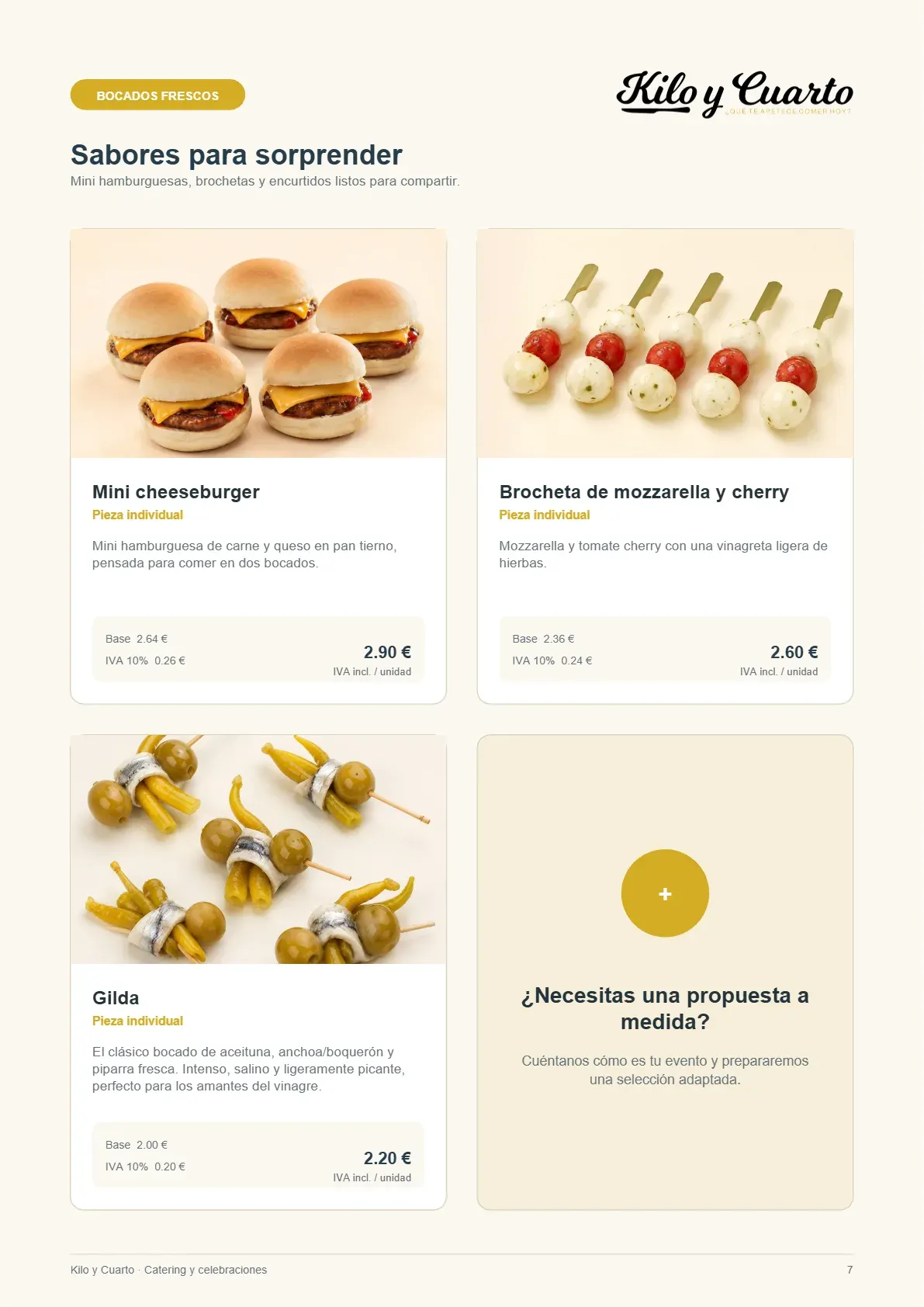 Página 7 del catálogo de catering de Kilo y Cuarto